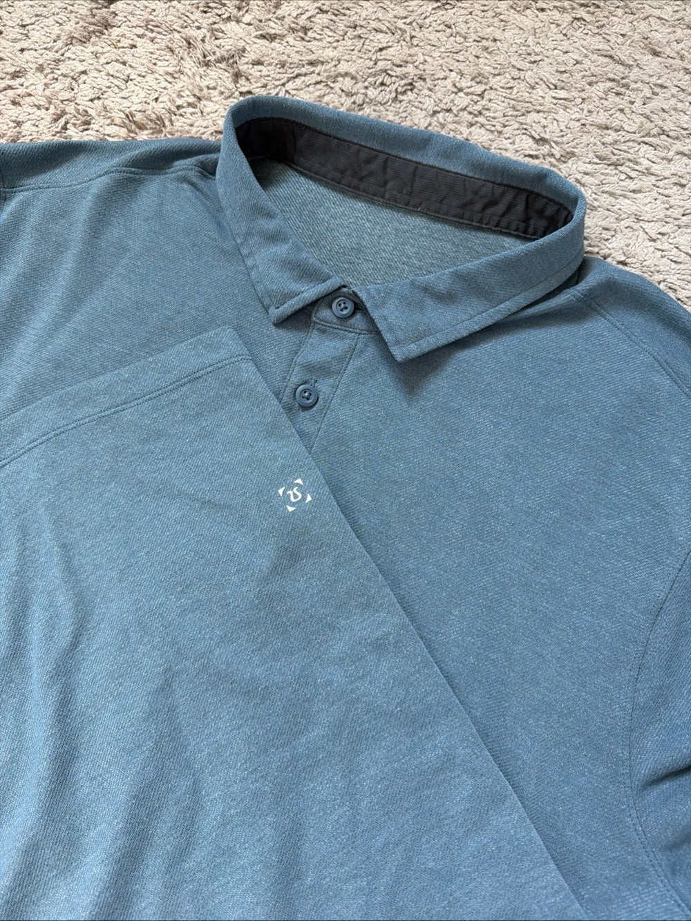 Lululemon Evolution Polo Shirt Mens L Blue Heather Short Sleeve Golf Stretch